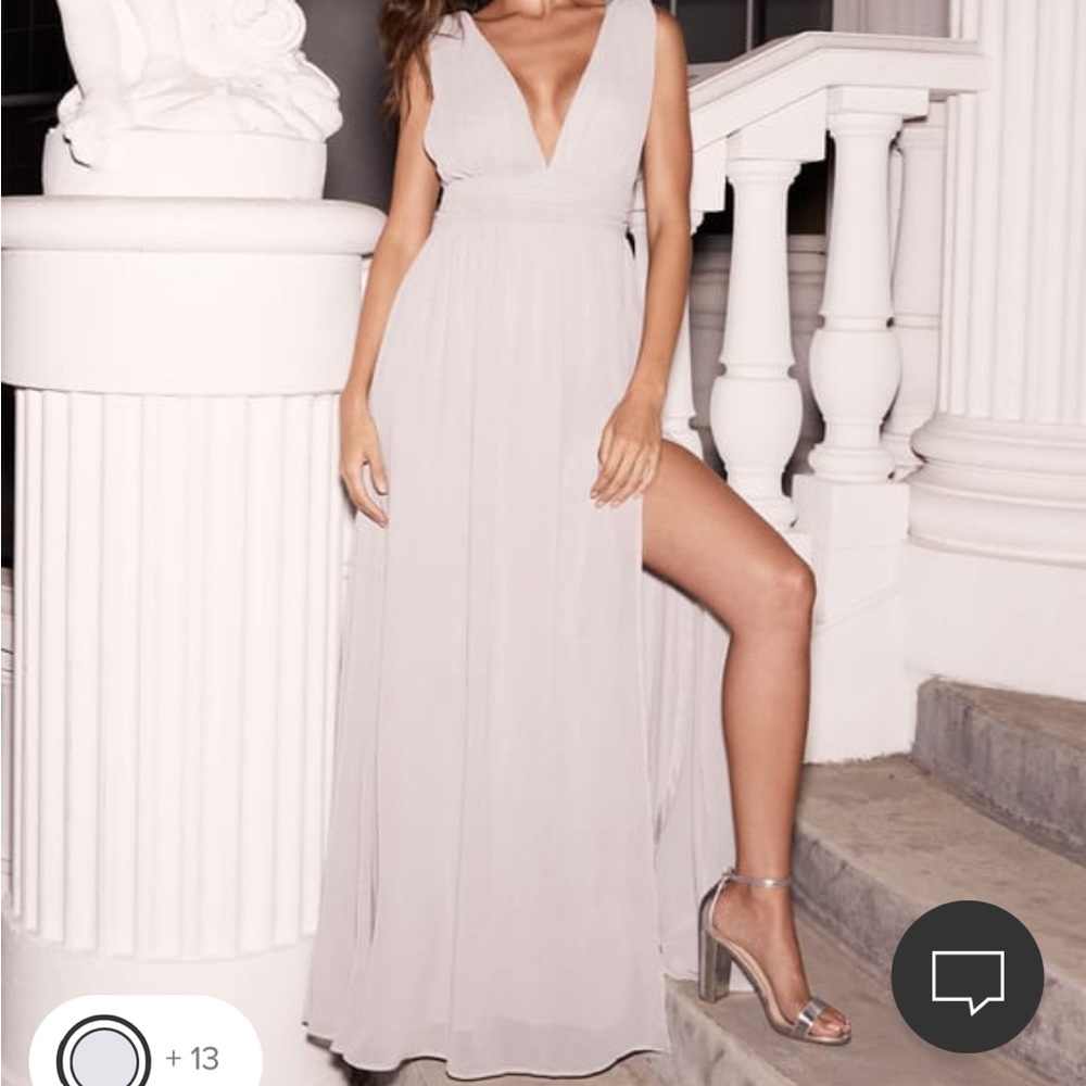 Lulus Heavenly Hues Lightweight Grey Maxi Dress